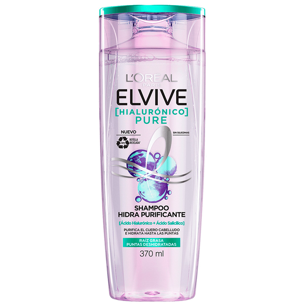 Shampoo L'Oréal París Elvive Hialurónico Pure de 370ml,