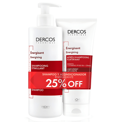 Pack Vichy Dercos Energizante Anticaída Shampoo 400ml + Acondicionador 200ml, descubrilo en mibelleza.uy