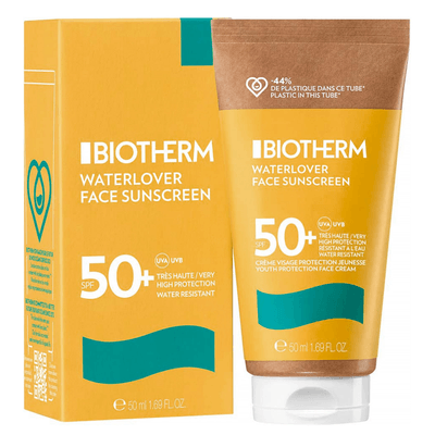 Protector Solar Biotherm Waterlover Hidratante FPS50+ de 50ml, descubrilo en mibelleza.uy