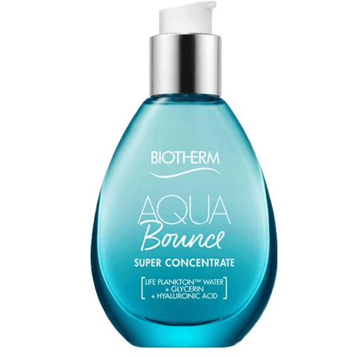 Aqua Bounce Super Concentrate reconstruye la red de hidratación de la piel y evita la pérdida de agua para una piel más ﬂexible y uniforme.