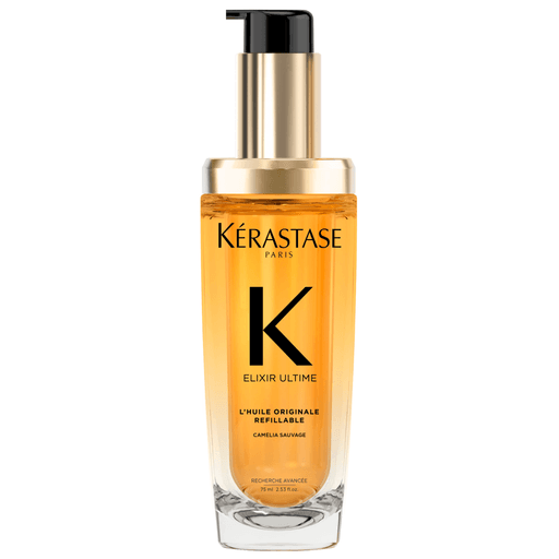 Consentite con el aceite capilar de lujo definitivo: Kérastase Elixir Ultime, ahora recargable. Enriquecido con los ingredientes más finos, incluyendo Camelia silvestre y Camelia francesa, cada gota es un tratamiento profundamente lujoso para todo tipo de cabello, en especial el cabello opaco.