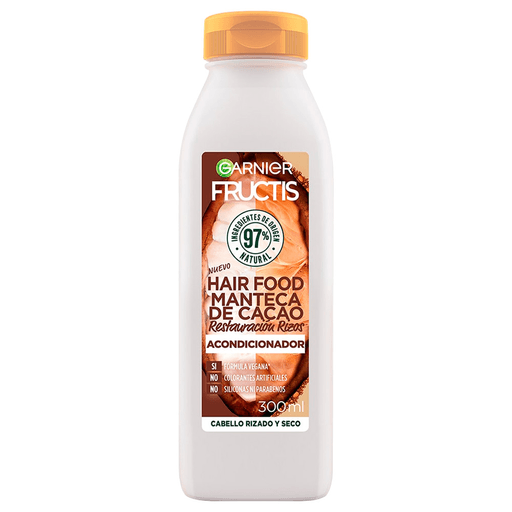 El Acondicionador Hair Food Manteca de Cacao nutre intensamente el cabello rizado y seco gracias a su fórmula enriquecida con manteca de cacao, dejándolo más suave y con rizos mejor definidos. Presentación de 300ml, ideal para el cuidado diario.