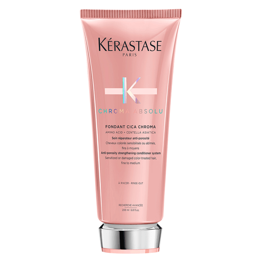 Fondant Cica Chroma es un poderoso acondicionador anti porosidad fortalecedor para el cabello teñido, sensibilizado o dañado, adaptado para cabello fino a medio. 
