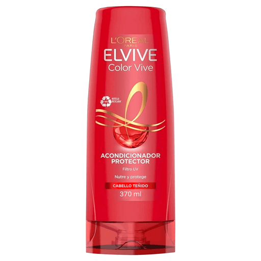 Tu cabello teñido o con mechas protegido con este acondicionador L'Oréal Elvive Color Vive. Su composición mantiene la intensidad del color, acondiciona intensamente y cuida el cabello gracias a su concentrado nutritivo y a los filtros UVA/UVB que hacen que el cabello luzca reavivado y brillante.