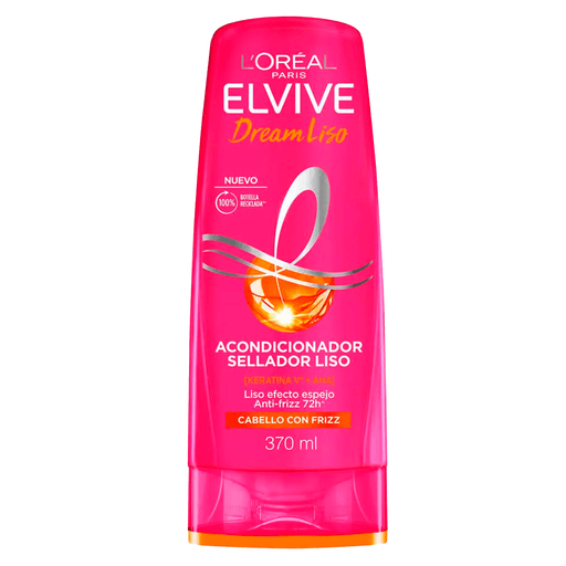 Complementá tu rutina y controlá el frizz de tu cabello con el acondicionador Elvive de L'Oreal. Gracias a su extraordinaria fórmula con Keratina V y AHA, nutre y reestructura la fibra capilar, restaurando el equilibrio natural del cabello. Decile adiós al daño y olvidate del molesto frizz con cada aplicación. Disfrutá de un cabello sedoso, saludable y con un impecable liso.