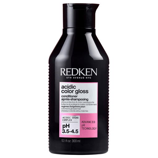 El Acondicionador Acidic Color Gloss de Redken cuenta con una fórmula concentrada todo en uno para brillo, suavidad y protección del color.