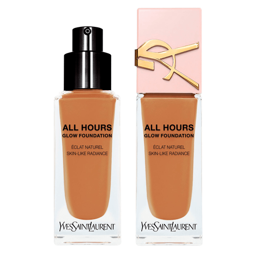 All Hours Glow Foundation es una fórmula ligera 3 en 1 que proporciona cobertura completa y un acabado radiante y natural. Enriquecida con ácido hialurónico, niacinamida y extracto de pétalos de jazmín, está diseñada para igualar, suavizar e iluminar la piel al instante, brindando una apariencia fresca y luminosa durante todo el día.