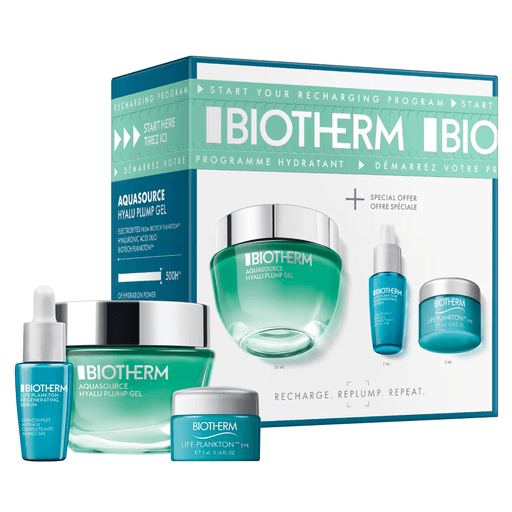 Lucí una piel hidratada y rejuvenecida con este cofre Biotherm, el cual contiene un gel hidratante para pieles normales y mixtas Aquasource Plump Gel de 50ml, un Elixir Life Plankton de 7ml y una crema Life Plankton Eye de 5ml.