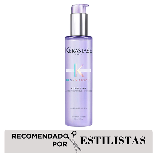 Esta crema de tonos lavanda opalescentes fortifica el cabello rubio sensibilizado, decolorado o gris.