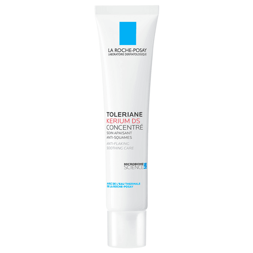 El concentrado Toleriane Kerium DS de La Roche-Posay reduce las molestias persistentes y el enrojecimiento en las zonas de la piel ricas en sebo, así como la caspa alrededor de las cejas y la línea del cabello.