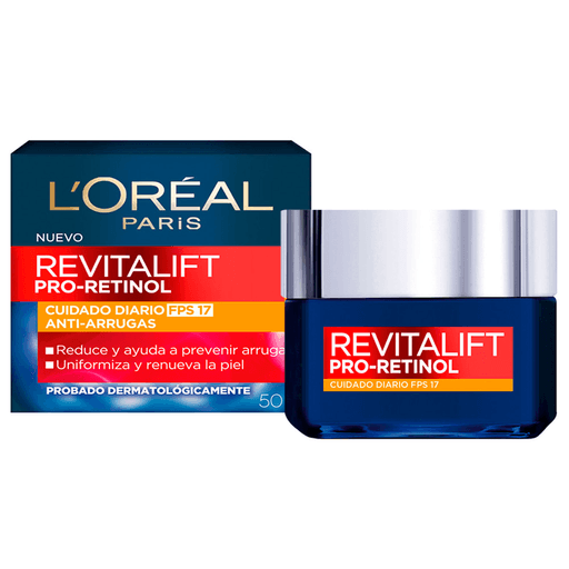 Descubrí el nuevo cuidado con esta crema Revitalift de uso diario antiarrugas con Pro-Retinol y FPS17 para renovar la piel, uniformar su textura y reducir y prevenir arrugas.