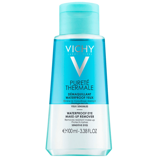 Pureté Thermale es el primer desmaquillante bifásico para ojos resistente al agua de Vichy, el cual además reduce la caída de las pestañas.