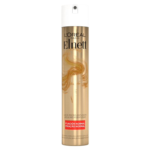 La Laca fijación fuerte Elnett de L'Oréal París con micro difusión mantiene un peinado siempre perfecto por más tiempo, protegiéndolo de la humedad sin dañarlo.