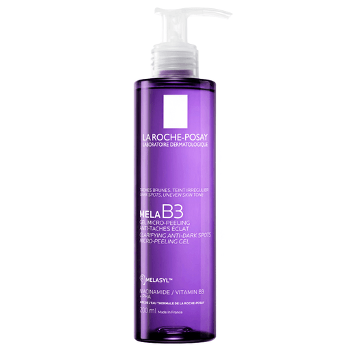 Este suave limpiador micropeeling exfolia para revelar un tono de piel más uniforme. Enriquecido con Melasyl™, el ingrediente más nuevo y exclusivo de La Roche-Posay, niacinamida y PHA, este limpiador facial limpia la piel sin resecarla, a la vez que reduce visiblemente las manchas oscuras.