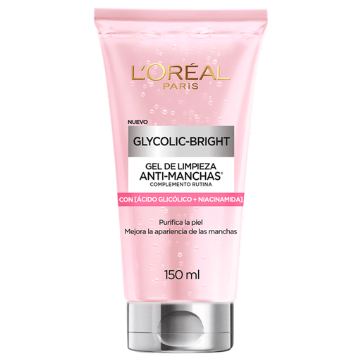 Este gel de limpieza Glycolic Bright Antimanchas de L'Oreal con Ácido Glicólico y Niacinamida te ayudará a reducir manchas y unificar el tono de la piel, dejándola limpia y purificada.