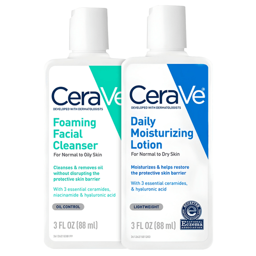Este kit de viaje CeraVe es perfecto para poder cuidar tu piel, manteniéndola limpia y hidratada sin importar en donde te encuentres. Incluye un gel de limpieza Espumoso de 88ml + una loción Hidratante Corporal de 88ml.