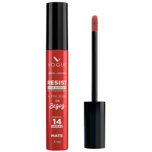 Con el labial líquido Vogue Resist disfrutá de hasta 14 horas de un color irresistible y con un acabado 100% mate que no transfiere.