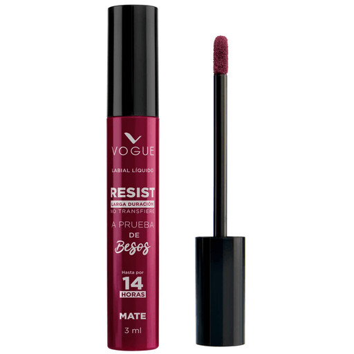 Con el labial líquido Vogue Resist disfrutá de hasta 14 horas de un color irresistible y con un acabado 100% mate que no transfiere.