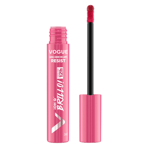 El labial Resist Oh Q' Brillo de Vogue ofrece un color intenso y un brillo duradero por hasta 12 horas, con una fórmula no transferible que mantiene los labios cómodos y radiantes todo el día.