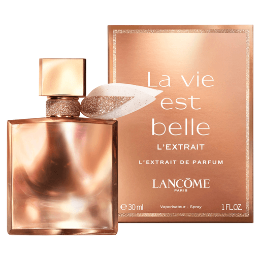 Descubrí el nuevo exquisito y adictivo La Vie est Belle L´Extrait de Parfum, un perfume que irradia felicidad y misterio envuelto en un frasco dorado icónico.
