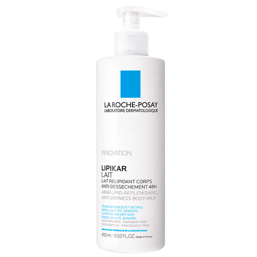 Lipikar leche de La Roche-Posay es una crema hidratante corporal apta para todo tipo de pieles: desde pieles secas y sensibles, hasta pieles con psoriasis o eczema.