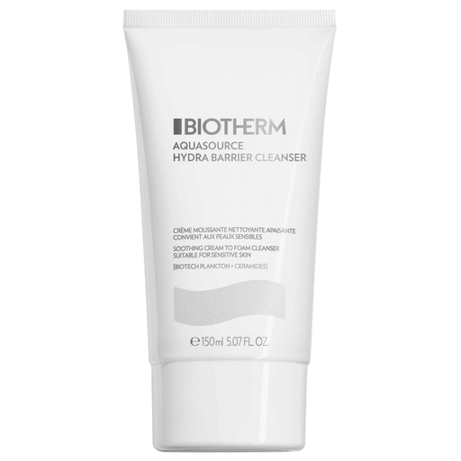 Aquasource Hydra Barrier Cleanser es un limpiador en crema que se transforma en espuma, sin resecar, que calma y fortalece la barrera cutánea desde el primer uso. Este limpiador, suave pero eficaz, rehidrata, recupera y respeta tu piel, dejándola fresca y equilibrada.