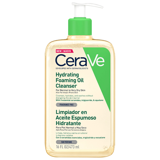El limpiador con aceite espumoso hidratante CeraVe está formulado para pieles secas a muy secas. Esta fórmula limpiadora, que contiene 3 ceramidas esenciales 1, 3, 6-II, ayuda a mantener la barrera natural de la piel, asegurando que no se sienta tirante.