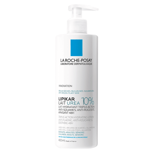 Lipikar Lait UREA 10% de La Roche-Posay es una loción hidratante de triple acción que actúa sobre todos los signos de piel seca: aspereza, descamación, rigidez y picazón.