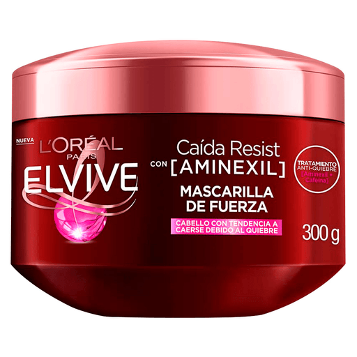 Descubrí la fuerza y vitalidad que la máscara de tratamiento antiquiebre Elvive Caída Resist con Aminexil de L'Oréal Paris puede brindarle a tu cabello. Su fórmula enriquecida con Aminexil y Cafeína ha sido cuidadosamente desarrollada para combatir este problema y darle a tu cabello la resistencia necesaria.