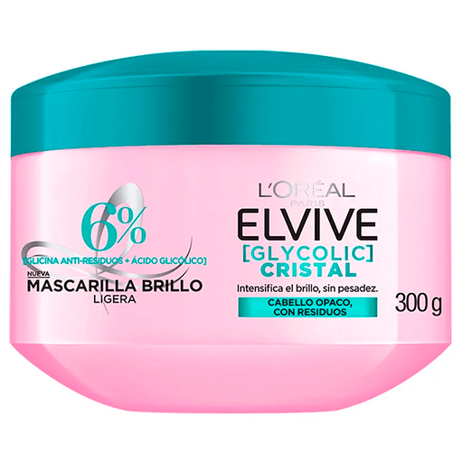 Lográ que tu cabello tenga un brillo de efecto cristal por 72 horas con la mascarilla ligera Elvive Glycolic Cristal de L'Oréal Paris. Su fórmula con ácido glicólico y glicina combate la opacidad, elimina residuos y sella la cutícula para un pelo suave, ligero y visiblemente más radiante. ¡Transformá tu cabello!