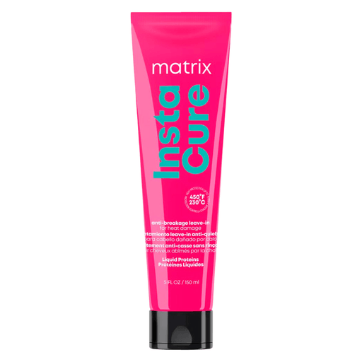 Instacure Antiquiebre Leave In fortalece y ayuda a reparar el cabello quebradizo, reduciendo la rotura y controlando el frizz. Su fórmula con ácido cítrico brinda suavidad, brillo y protección térmica de hasta 230°C para un cabello más fuerte y saludable.