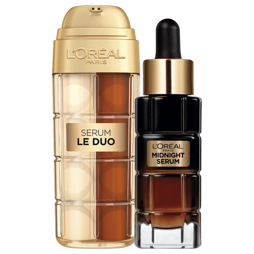 Descubrí el poder rejuvenecedor del Pack L’Oréal Paris Age Perfect. Compuesto por el sérum rejuvenecedor Le Duo, que combina péptidos de colágeno y vitaminas B3 y CG para resultados visibles en solo 7 días, y el sérum de noche antiedad, con un complejo antioxidante exclusivo que potencia la renovación celular mientras dormís. Juntos, trabajan día y noche para reafirmar, iluminar y suavizar la piel, revelando un rostro más joven, radiante y revitalizado.
