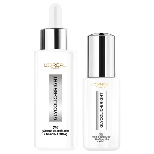 L'Oréal Paris, la marca de belleza #1 en el mundo ha desarrollado Glycolic Bright, inspirado en la ciencia de productos profesionales para reducir manchas. Este pack incluye un sérum antimanchas de 30ml + un sérum de ojos antiojeras de 20g.