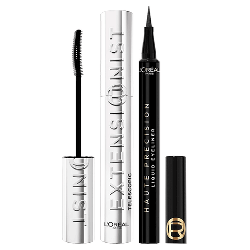 Este pack L'Oréal Paris combina la máscara de pestañas Extensionist Washable con el delineador líquido Haute Précision para lograr una mirada intensa, con pestañas visiblemente más largas y definidas, y un delineado ultrapreciso de larga duración hasta por 24 horas.