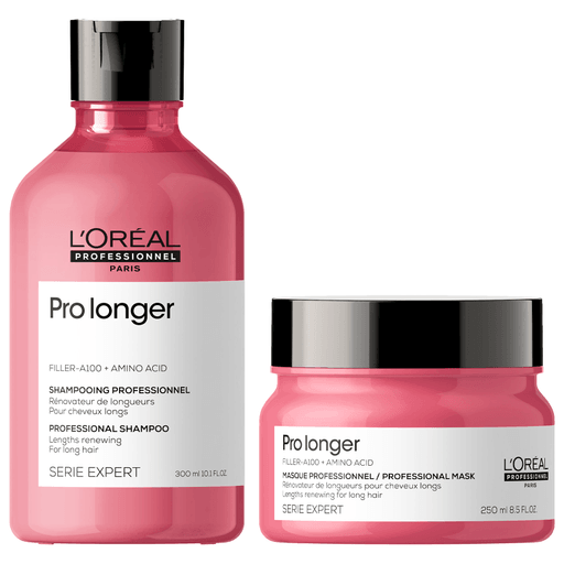 El Pack L’Oréal Professionnel Pro Longer, incluye un Shampoo de 300ml y una Máscara de 250ml, es el tratamiento ideal para cabellos largos con puntas finas y dañadas. Su fórmula profesional con FILLER-A100 y aminoácidos fortalece y engrosa la fibra capilar, proporcionando un cabello más resistente, brillante y saludable. El shampoo limpia en profundidad mientras aporta grosor duradero, y la máscara renovadora repara y redensifica las puntas afinadas, dejándolas más fuertes e hidratadas desde la primera aplicación. ¡Disfrutá de un cabello visiblemente más sano con L’Oréal Professionnel Pro Longer!
