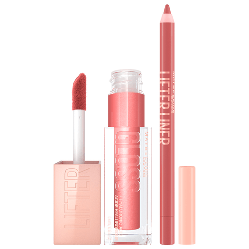 Tus labios impactantes y llenos de color con este pack Maybelline. Incluye un brillo labial Lifter Gloss color Moon efecto lifting con ácido hialurónico para unos labios más hidratados y rellenos, sin retoques + un delineador de labios Lifter Liner color Big Lift que da forma al contorno de los labios. La fórmula cremosa dura todo el día y hace que los labios no se sientan secos y es fácil de aplicar.