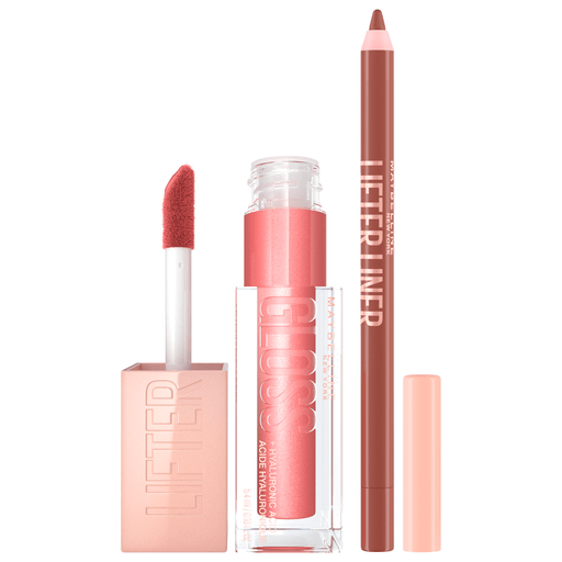 Tus labios impactantes y llenos de color con este pack Maybelline. Incluye un brillo labial Lifter Gloss color Moon efecto lifting con ácido hialurónico para unos labios más hidratados y rellenos, sin retoques + un delineador de labios Lifter Liner color Player que da forma al contorno de los labios. La fórmula cremosa dura todo el día y hace que los labios no se sientan secos y es fácil de aplicar.