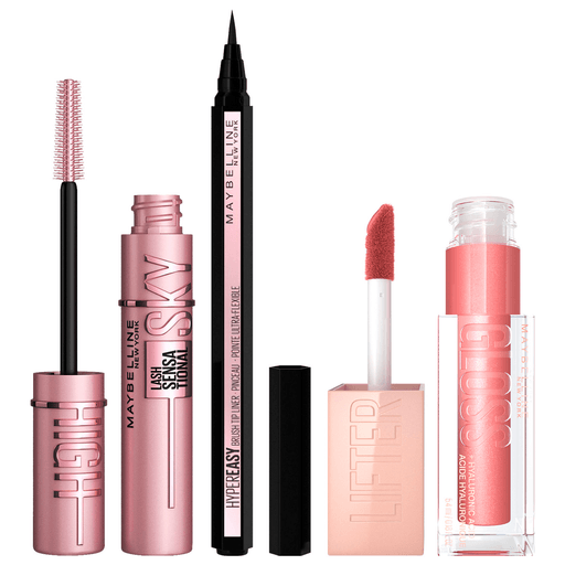 Este pack Maybelline hará que tu mirada y labios sean los protagonistas absolutos. Incluye una máscara de pestañas Sky High Lash Sensational para una longitud sin límites + volumen, un delineador HyperEasy con un pincel con punta ultra flexible y un brillo de labios Gloss Hidratante con Ácido Hialurónico Stone.
