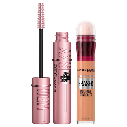Este pack de Maybelline es perfecto para lucir una mirada renovada e impactante. La máscara de pestañas Lash Sensational Sky High te brinda una longitud sin límites y volumen impactante, gracias a su innovador cepillo cónico y flexible que alcanza hasta las pestañas más pequeñas, logrando una mirada intensa y definida. Mientras que el corrector te ayuda a lucir con menos ojeras, hinchazón, refrescando la zona de los ojos.