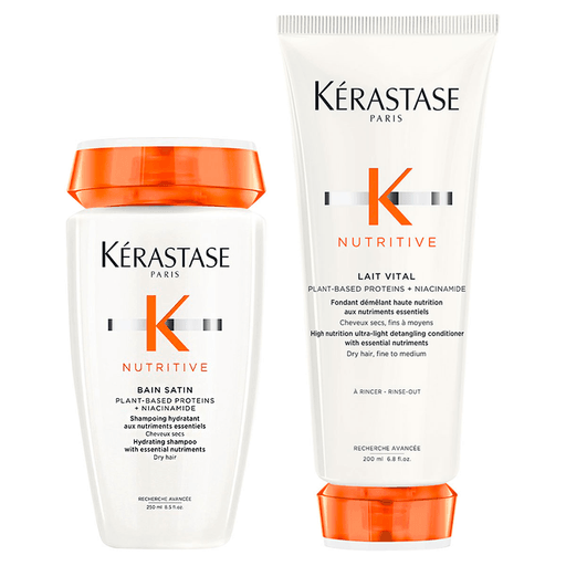 El Pack Kéraste Nutritive Shampoo Bain Satin 250ml + Acondicionador Lait Vital Protéinée 200ml es la combinación perfecta para cuidar y nutrir tu cabello de normal a ligeramente seco. Con el Acondicionador Lait Vital, lograrás una hidratación profunda que dejará tu cabello suave y sedoso. Por otro lado, el Nutritive Bain Satin de Kérastase es el shampoo ideal para limpiar en profundidad el cabello seco, reponiendo suavidad, brillo y fortaleza. Con este pack completo, obtendrás resultados visibles y duraderos, brindando a tu cabello el cuidado que se merece. 