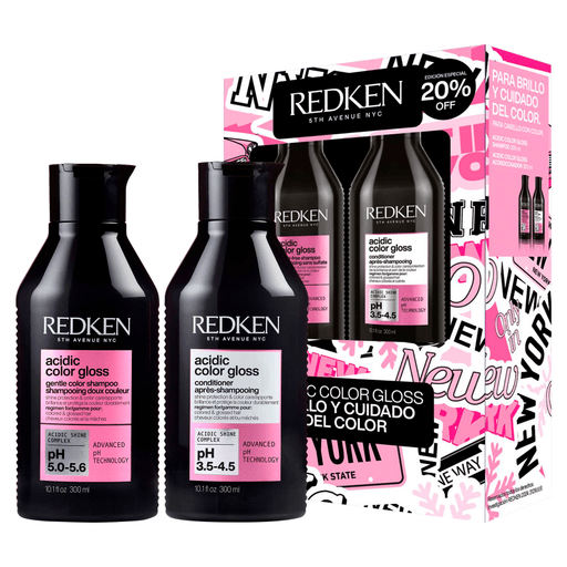 Potenciá el cuidado de tu cabello con este Pack Redken Gloss. El Shampoo Acidic Color Gloss transforma tu melena con su fórmula concentrada todo en uno, aportando brillo deslumbrante, suavidad irresistible y protección total del color, dejando tu cabello más saludable y radiante. Mientras que el acondicionador Acidic Color Gloss aporta brillo, suavidad y protección del color.
