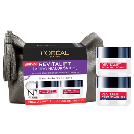 Tu piel se verá rejuvenecida e hidratada con este pack L'Oréal Paris, el cual incluye una crema de día con FPS 20 que humecta tu tez desde la mañana, así como también una crema de noche que contribuye a disminuir las líneas de expresión mientras dormís.