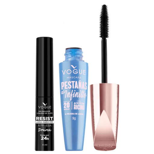 Este pack Vogue combina los esenciales para lograr una mirada impactante y de larga duración. Incluye la máscara de pestañas Al Infinitto, que alarga y define con su cepillo flexible de silicona para un efecto de mayor longitud, y el delineador líquido Resist, con fórmula de alta resistencia, a prueba de agua y sudor, que garantiza un trazo preciso e impecable durante todo el día. Ideal para un look definido, duradero y expresivo.