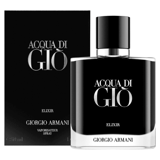 Acqua di Giò Elixir, la fragancia más concentrada jamás lograda de Acqua Di Giò, que te transportará en un viaje al corazón de la fuerza marina, a través de una profunda, novedosa y cautivadora intensidad llevada a su máxima expresión.