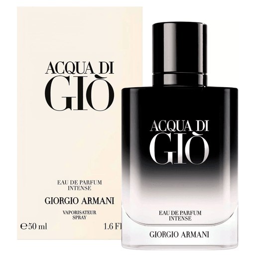 Acqua di Giò Intense EDP de Giorgio Armani, es una potente fragancia que captura la intensidad elemental del momento en que el mar se encuentra con la tierra.