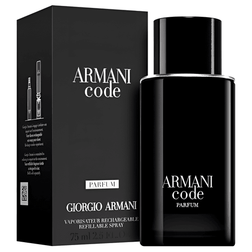 Armani Code Parfum reescribe el código de una fragancia masculina atemporal: infunde la poderosa y seductora haba tonka con notas frescas de iris, salvia y bergamota, para crear una mezcla aromática amaderada que es duradera y excepcionalmente distintiva. Una nueva seducción carismática, una confianza refinada y una autoexpresión auténtica.
