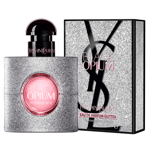 Black Opium Glitter de YSL, es una interpretación de Black Opium, que lleva este perfume gourmand a un universo delicioso. El icónico Eau de Parfum Black Opium, con notas florales de café, adquiere un giro suave, dulce y sensual con un codiciado acorde de almizcle de malvavisco.