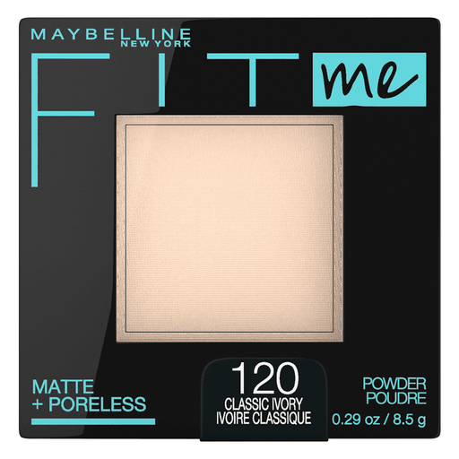 Maquillaje facial Fit Me Matte + Poreless Powder. Matifica y deja un acabado sin poros con control de brillo duradero.