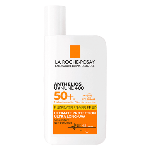 El protector solar Anthelios UV Mune 400 Fluido es perfecto para que tu piel obtenga toda la protección de los rayos UVB, UVA y UVA ultra-largos que necesita. Ayudando a las defensas naturales de la piel y previniendo el daño celular.
