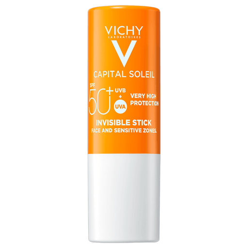 Vichy Capital Soleil Stick Invisible FPS50+ es perfecto para zonas sensibles y expuestas como labios, nariz, mejillas y orejas. Ofrece protección de amplio espectro contra los rayos UVA y UVB. Acabado invisible en la piel y no deja sensación grasa. Práctico y fácil de llevar.